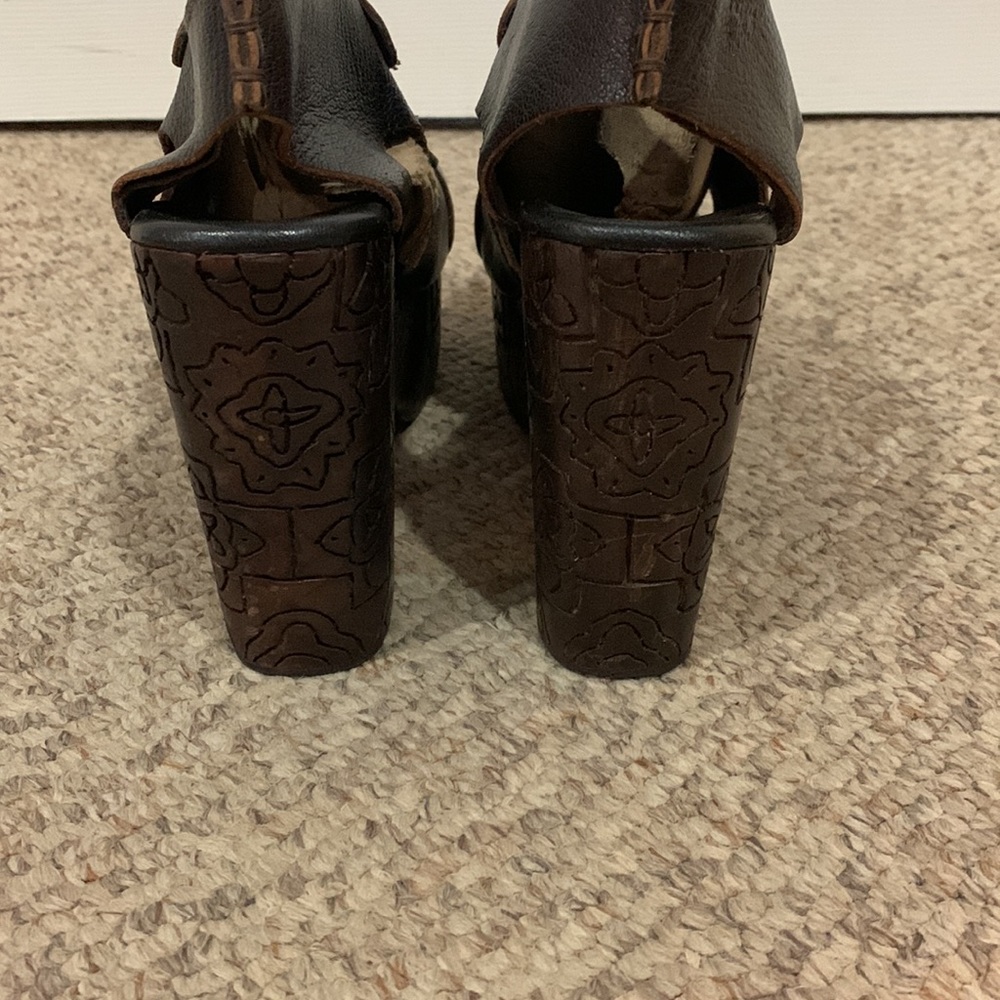Free people brown platform carved heel boho sandal shoes 6.5-7 - Picture 5 of 10